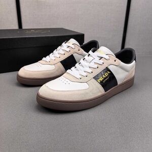 Prada Women's Sneakers in White, Black, and Tan